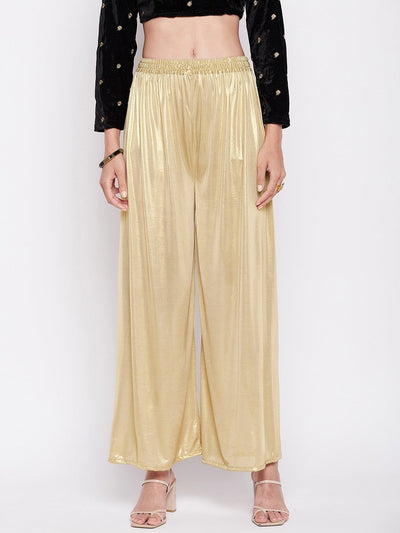 Clora Golden Solid Shimmer Palazzo