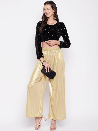 Clora Golden Solid Shimmer Palazzo