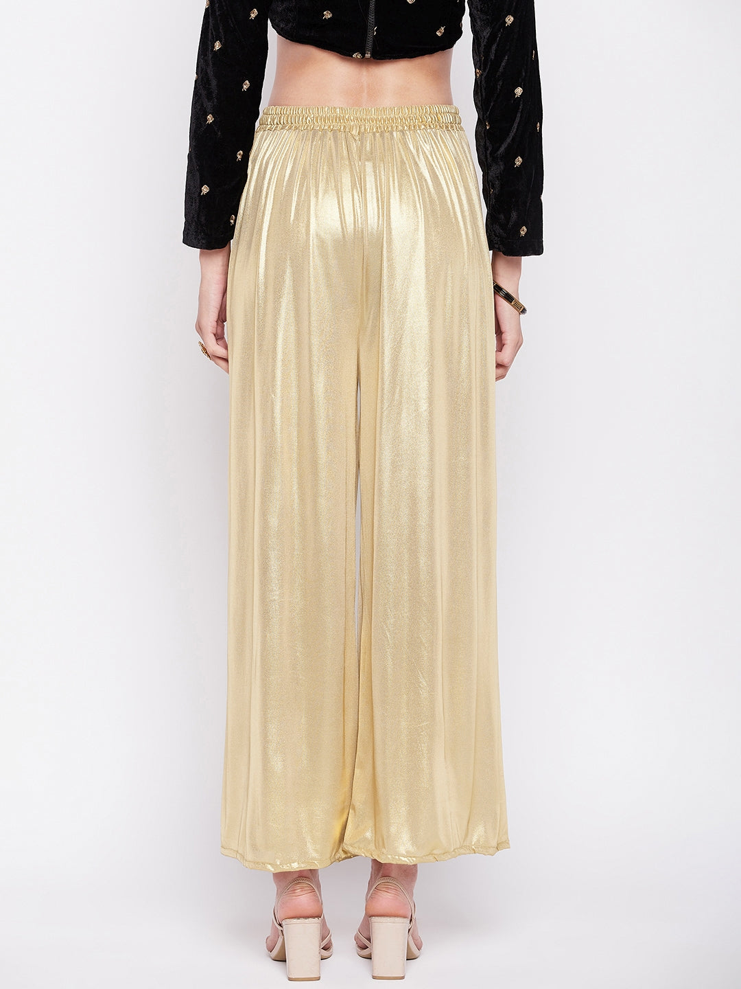 Clora Golden Solid Shimmer Palazzo