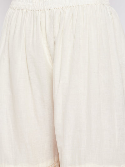 Clora Off-White Self Design Cotton Gharara