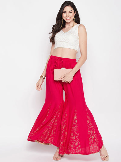 Clora Magenta Printed Flared Sharara