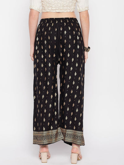 Clora Black Printed Straight Palazzo