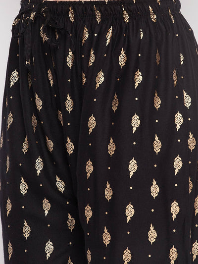 Clora Black Printed Straight Palazzo