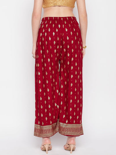 Clora Maroon Printed Straight Palazzo