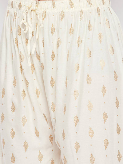 Clora Cream Printed Straight Palazzo