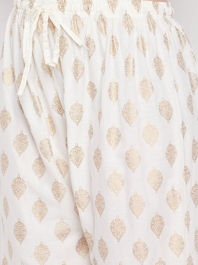 Clora Cream Printed Rayon Straight Palazzo