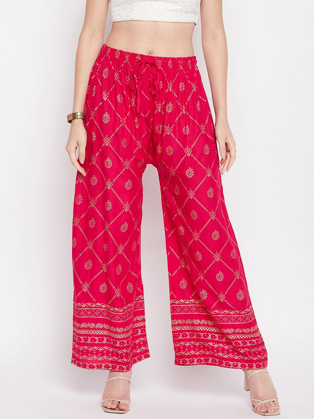 Clora Magenta Printed Rayon Palazzo