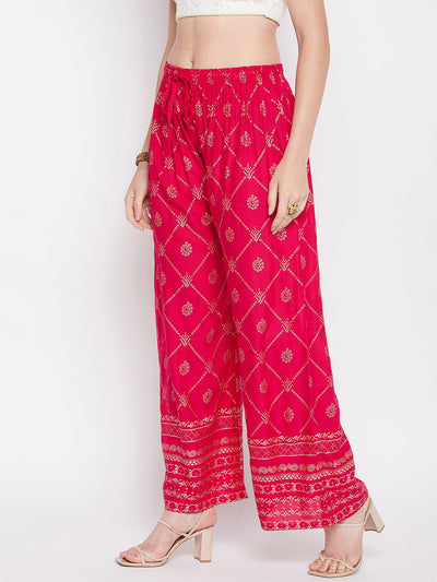 Clora Magenta Printed Rayon Palazzo