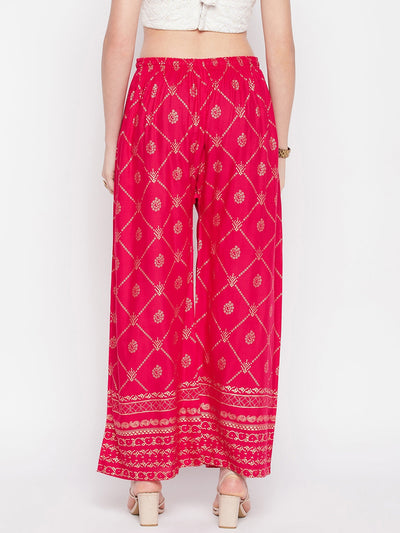 Clora Magenta Printed Rayon Palazzo