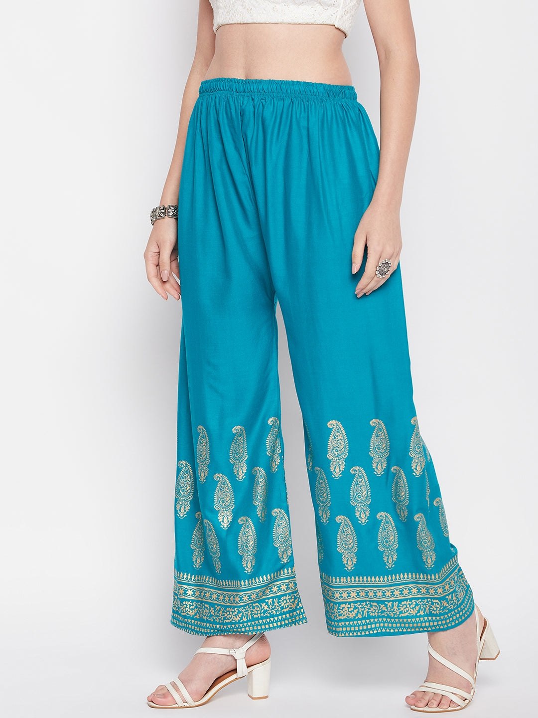 Clora Rama Green Hem Design Straight Palazzo