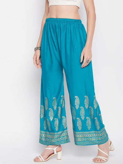 Clora Rama Green Hem Design Straight Palazzo