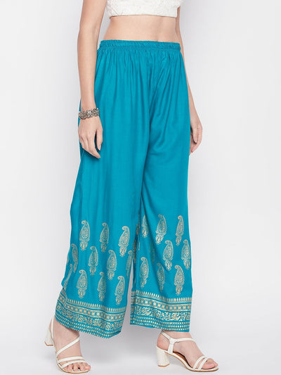 Clora Rama Green Hem Design Straight Palazzo