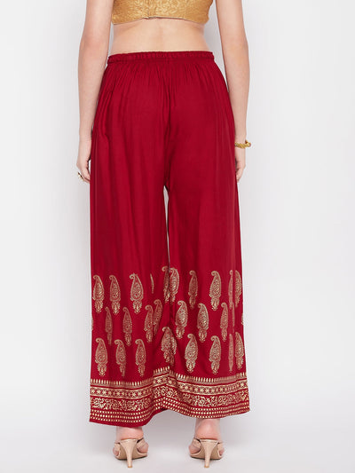 Clora Maroon Hem Design Straight Palazzo