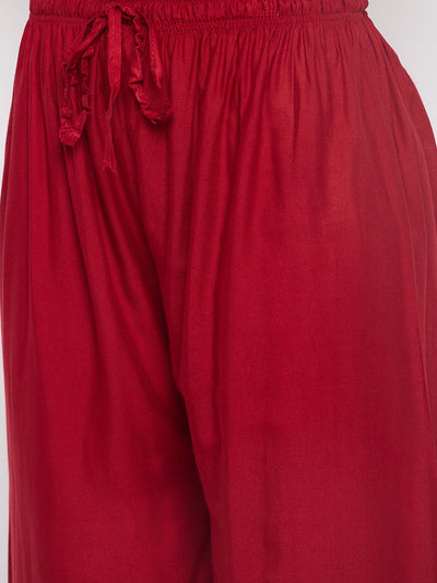 Clora Maroon Hem Design Straight Palazzo