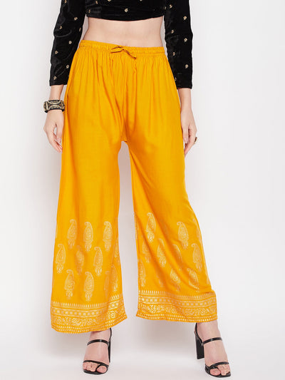 Clora Mustard Hem Design Straight Palazzo