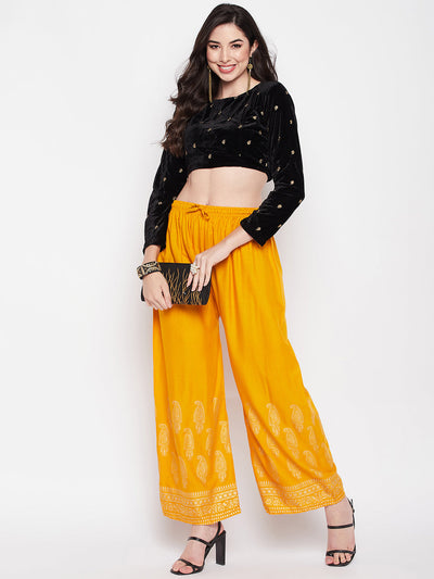 Clora Mustard Hem Design Straight Palazzo