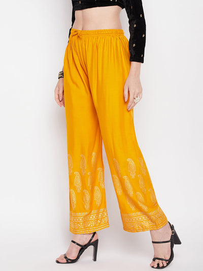 Clora Mustard Hem Design Straight Palazzo