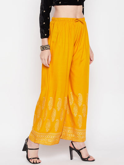 Clora Mustard Hem Design Straight Palazzo
