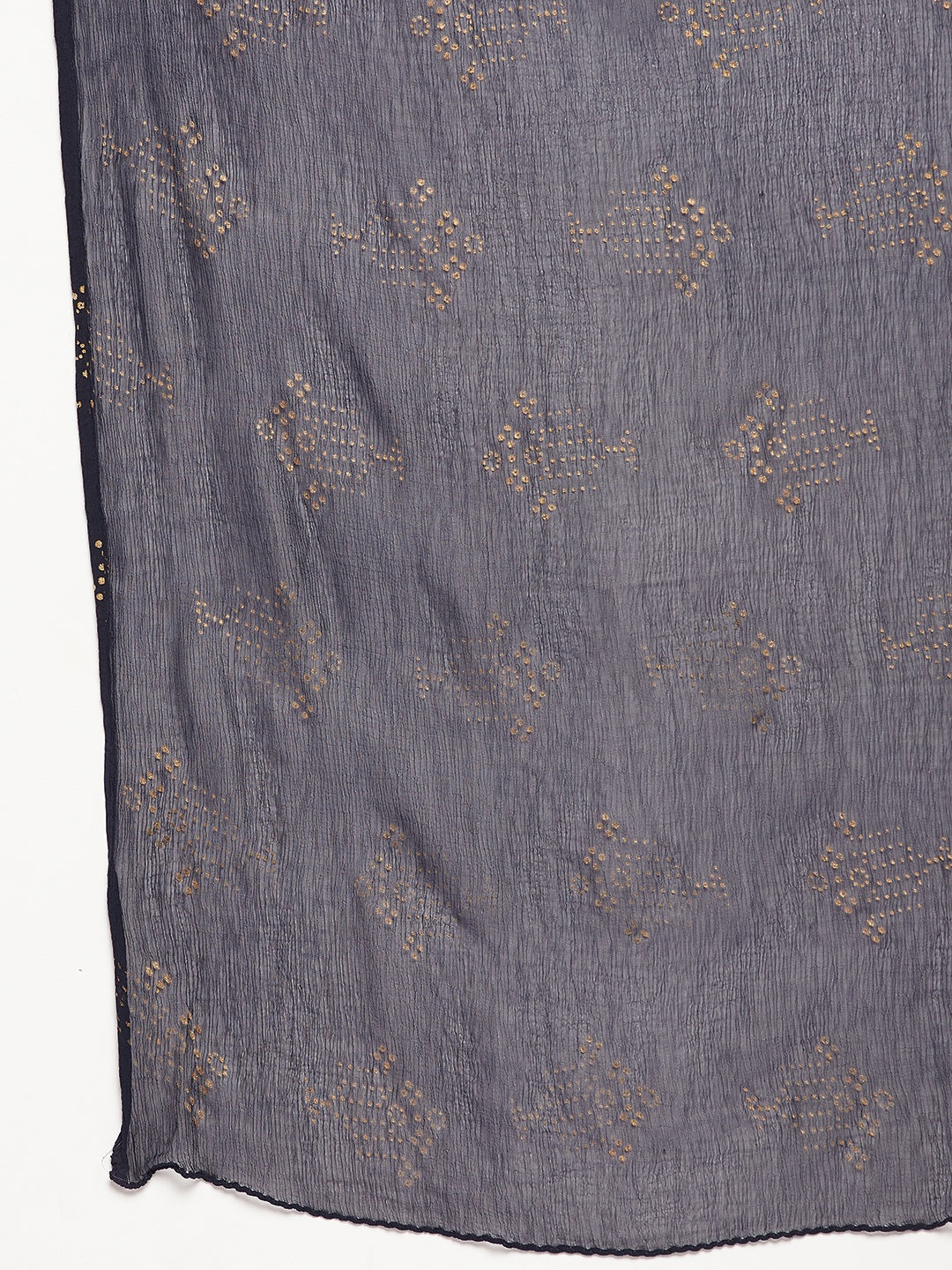 Navy Blue Printed Cotton Salwar and Dupatta with Chiffon detailing.
