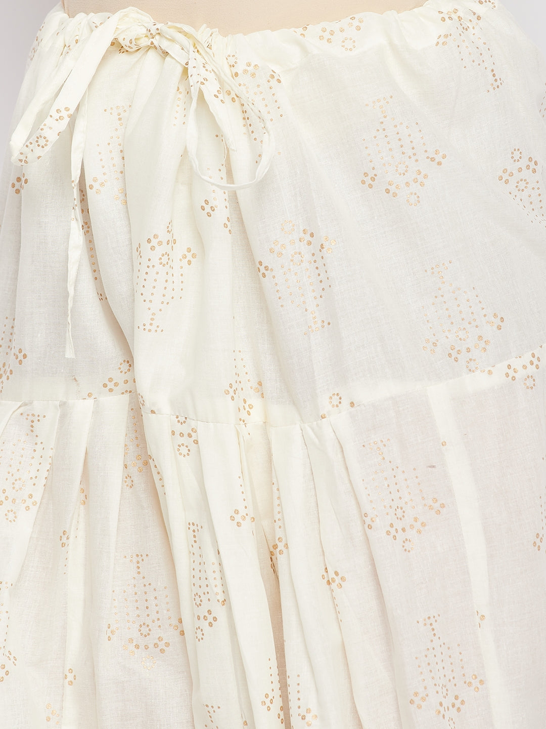 Off-White printed cotton salwar with drawstring waistband.