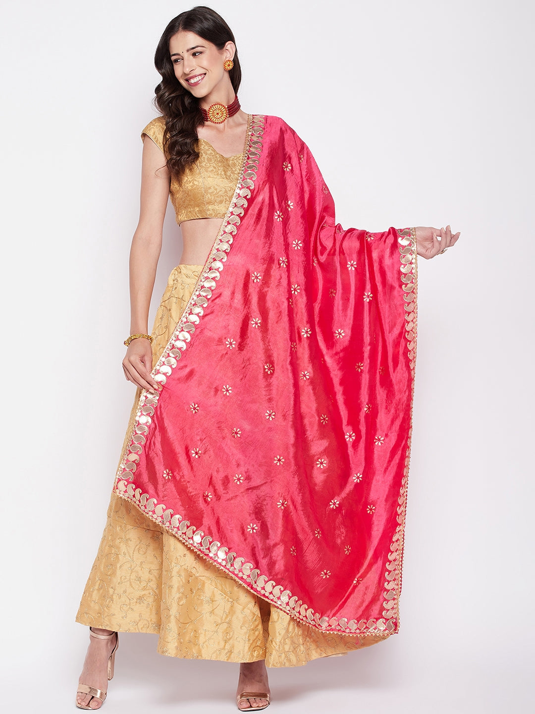 Magenta Gotta Patti Silk Blend Dupatta