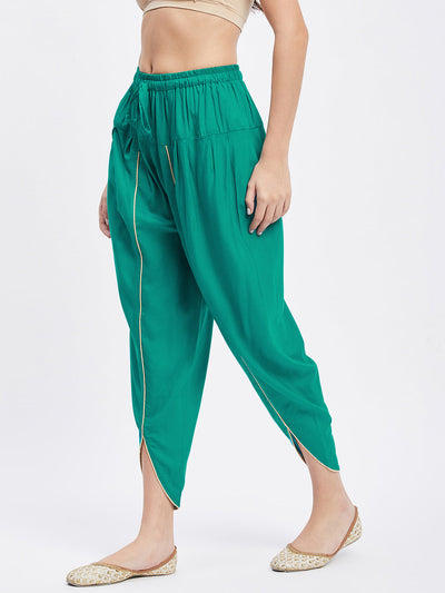 Rama Green Solid Rayon Tulip Pant