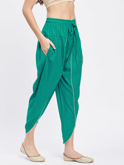 Rama Green Solid Rayon Tulip Pant