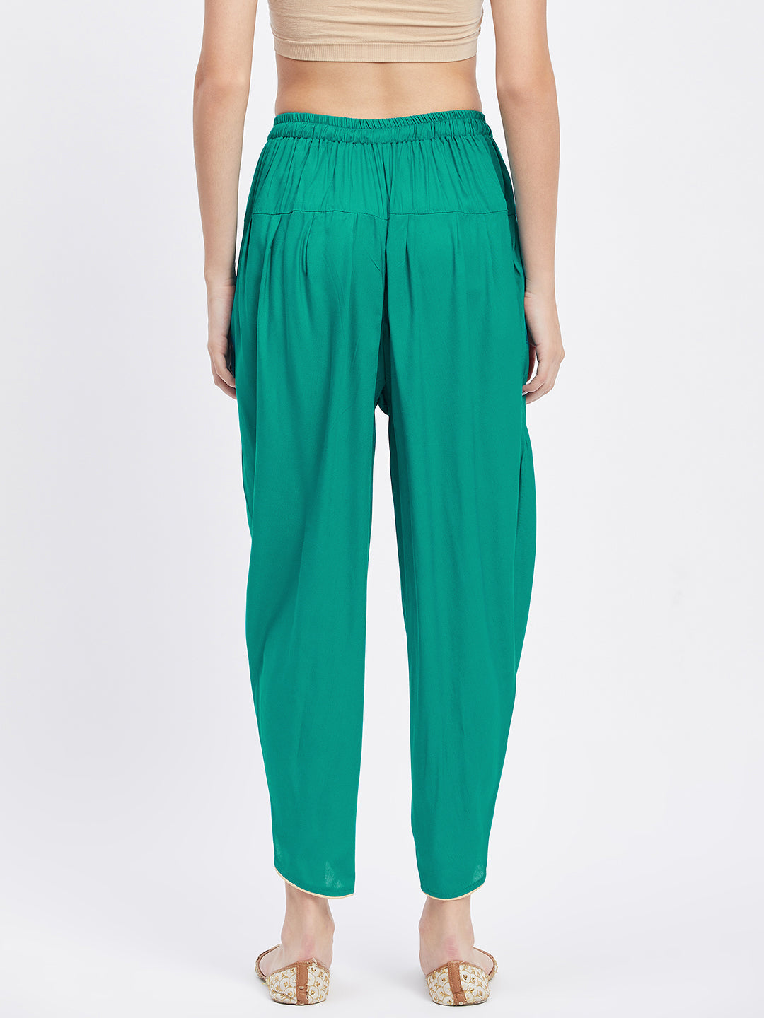 Rama Green Solid Rayon Tulip Pant