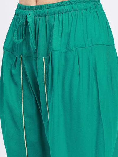 Rama Green Solid Rayon Tulip Pant