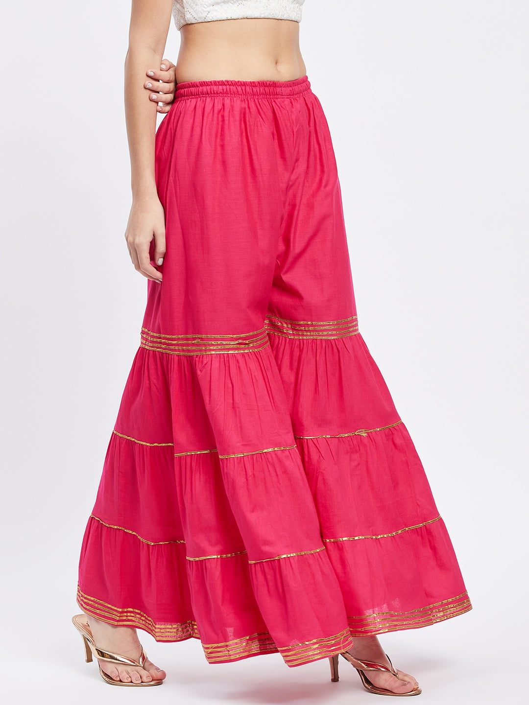 Magenta Gotta Patti Cotton Gharara