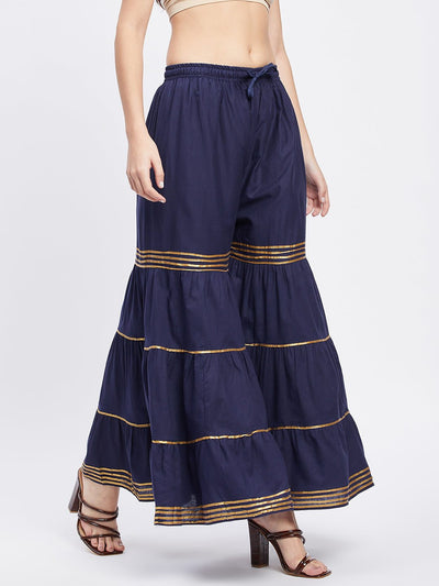 Navy Blue Gotta Patti Cotton Gharara