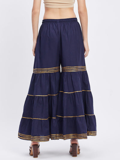 Navy Blue Gotta Patti Cotton Gharara