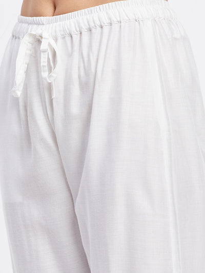 White Solid Rayon Straight Palazzo
