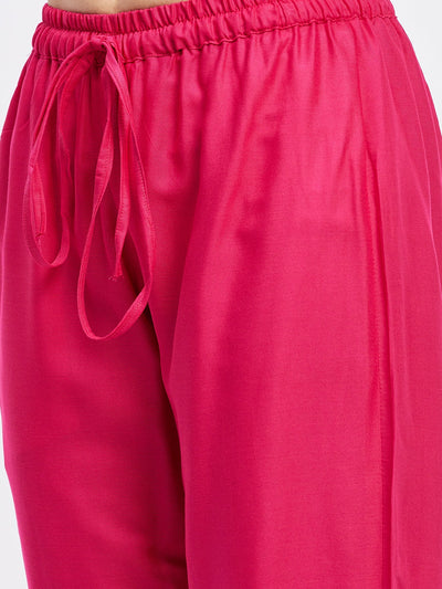 Magenta Solid Rayon Straight Palazzo