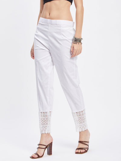 Off-White Solid Hem Design Straight Trouser