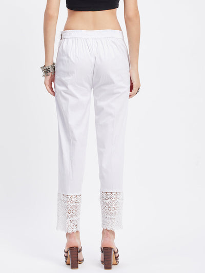 Off-White Solid Hem Design Straight Trouser