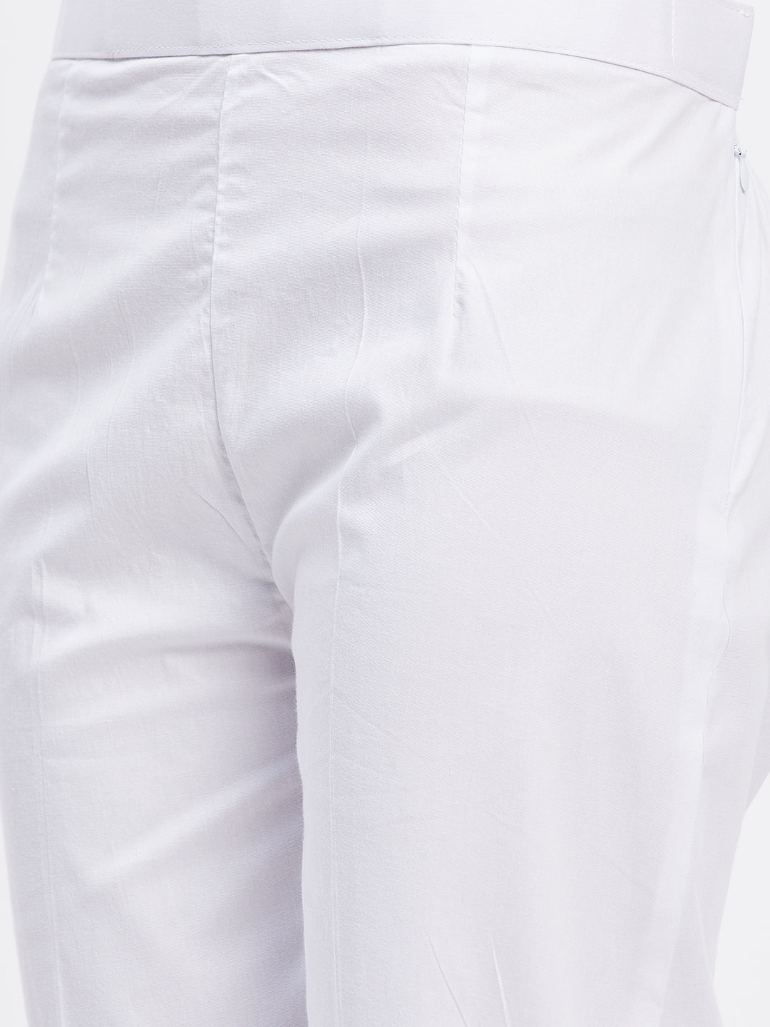 Off-White Solid Hem Design Straight Trouser