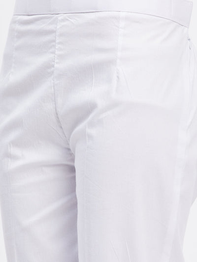 Off-White Solid Hem Design Straight Trouser