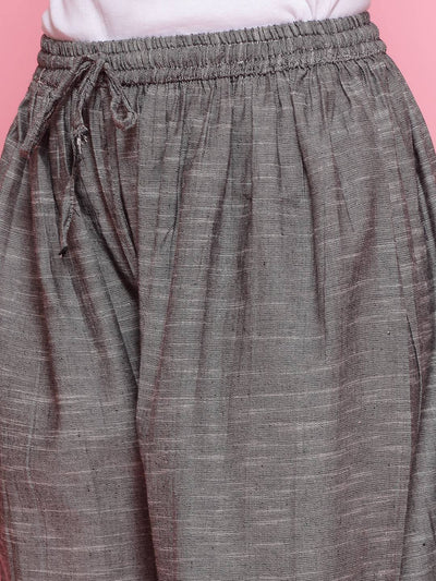 Grey Self Design Cotton Loose Fit Afghani Salwar