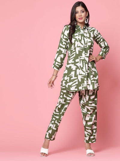 Women Printed Shirt with Palazzo Co-ords Set