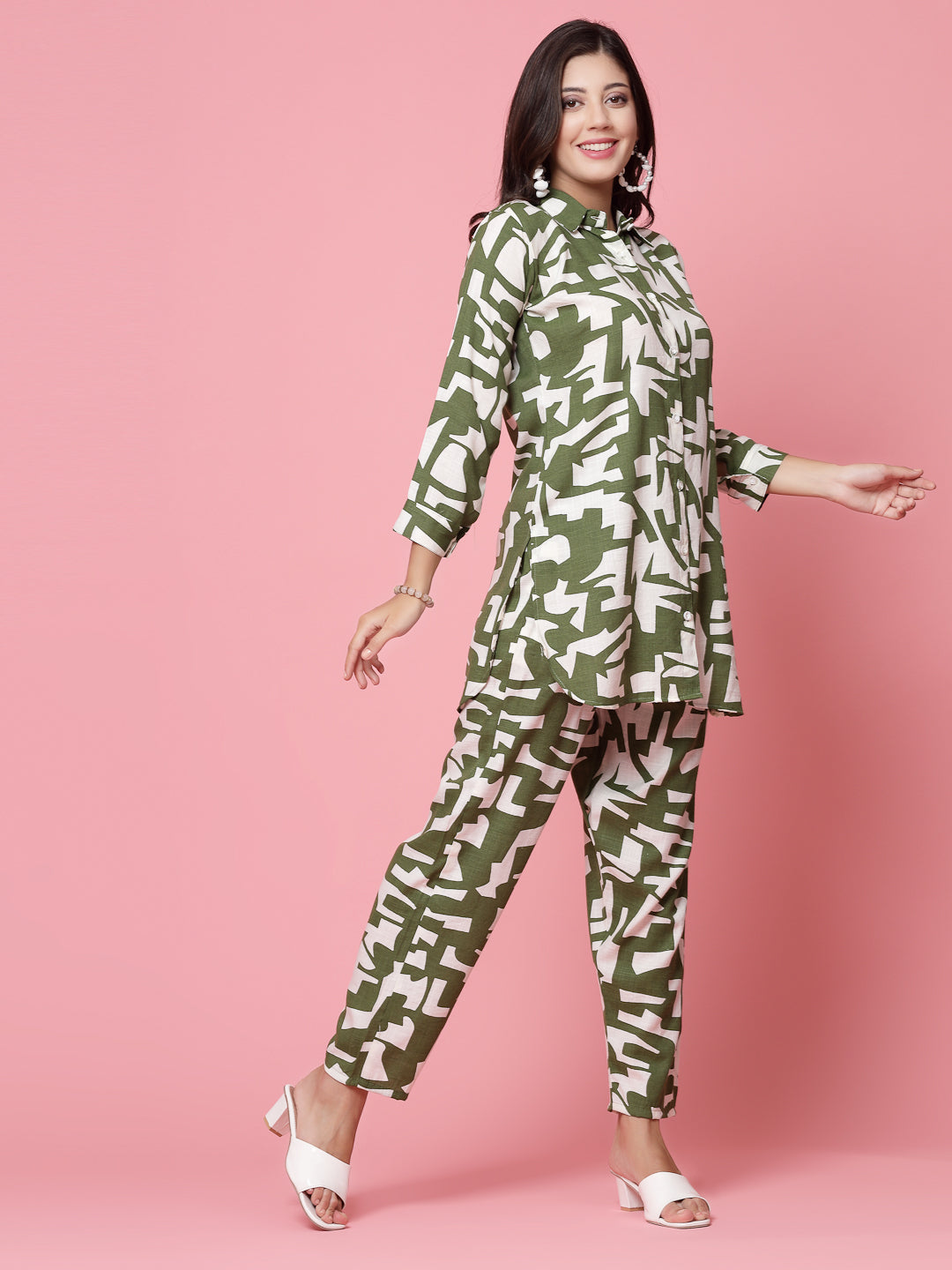 Women Printed Shirt with Palazzo Co-ords Set