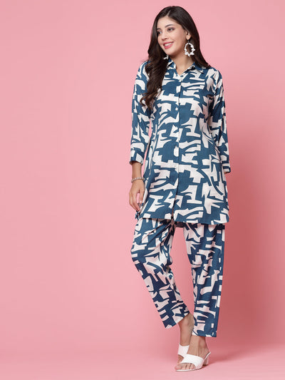 Women Printed Shirt with Palazzo Co-ords Set