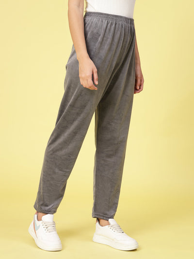Women velvet straight fit palazzo with elasticated waistband.
