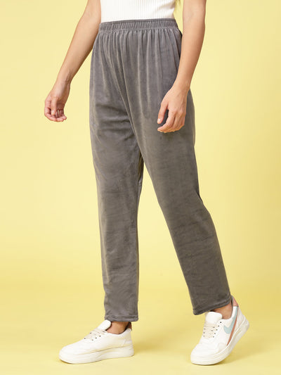 Women Velvet Straight Fit Palazzo with elasticated waistband.