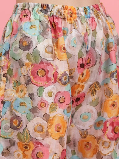 Women printed cotton co-ords with floral design.
