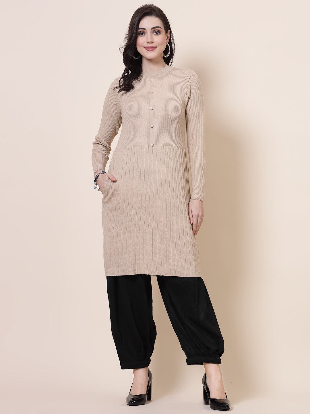 Black Solid Woollen Afghani Salwar