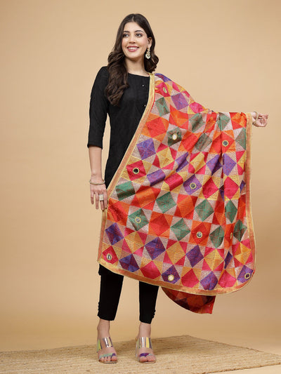 Multicolored Phulkari Embroidered Dupatta