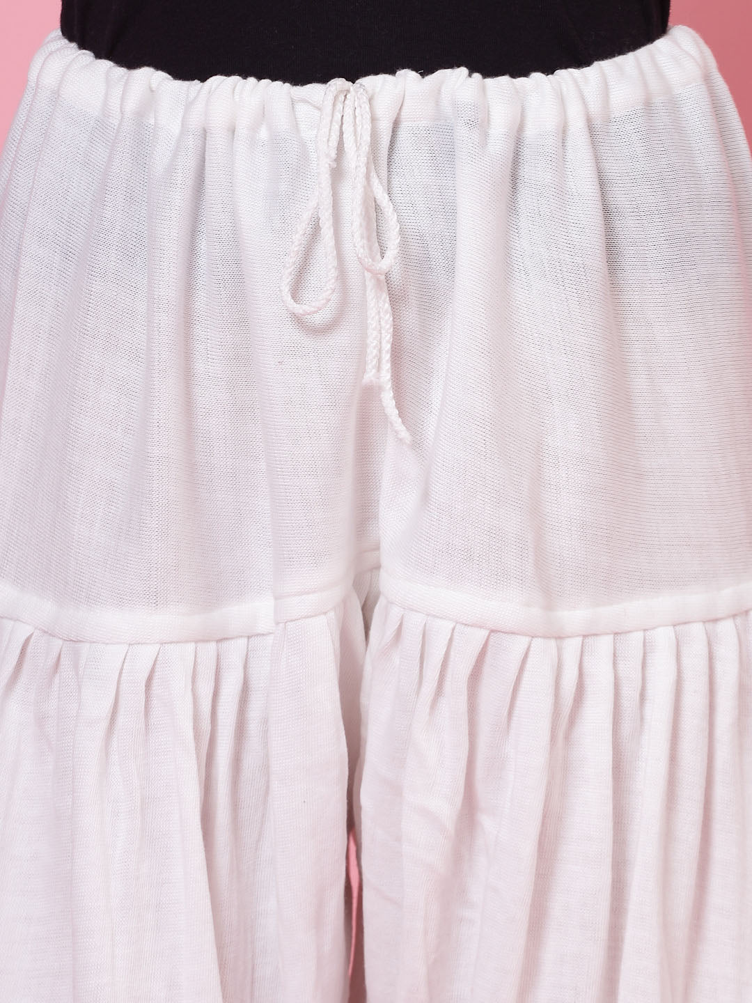White woollen salwar with drawstring closure, loose-fit semi Patiala style.