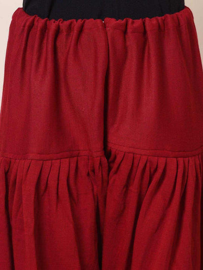 Maroon woollen semi Patiala salwar with drawstring closure.