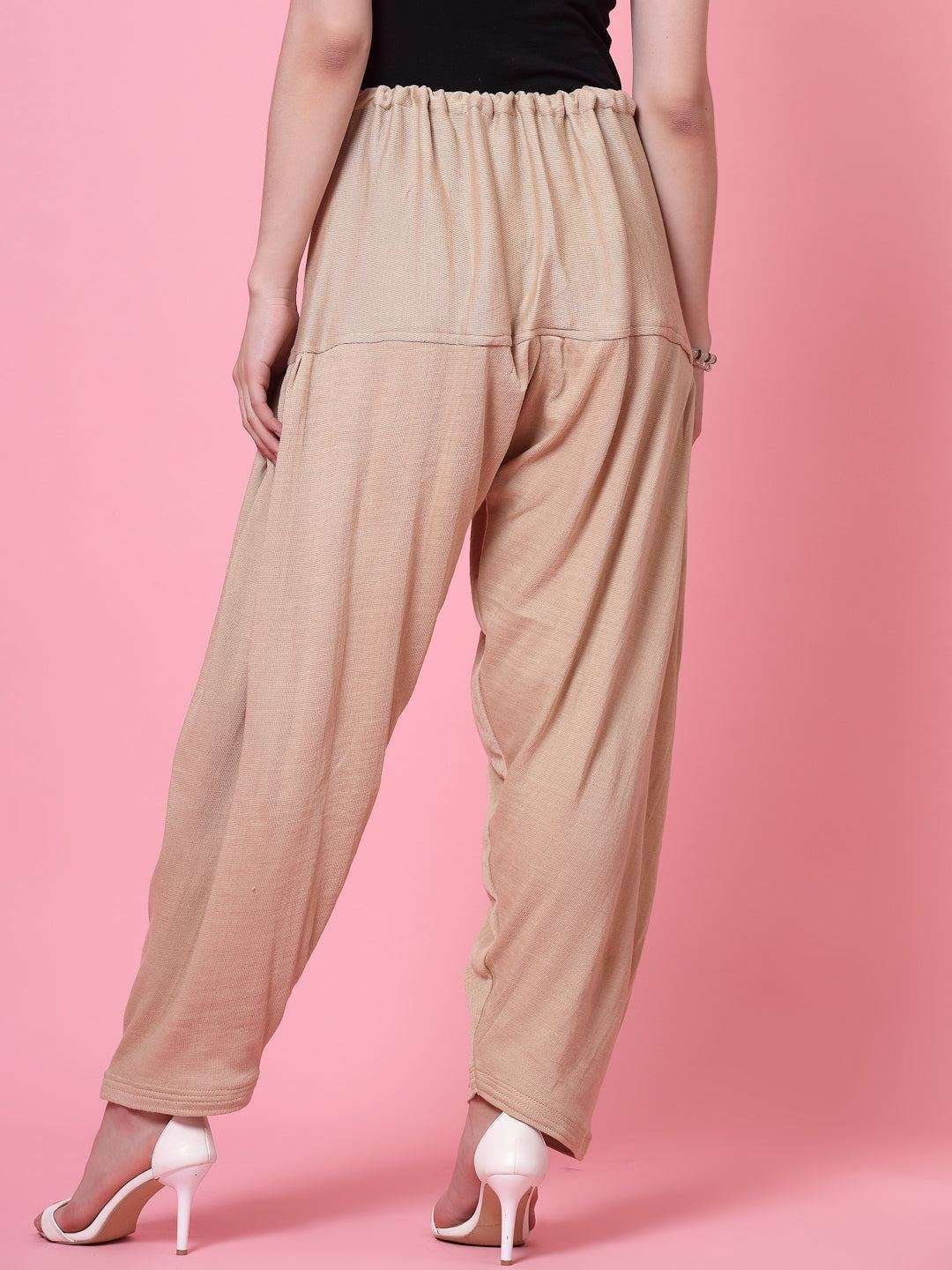 Red & Fawn Solid Woollen Salwar Pack with drawstring closure.